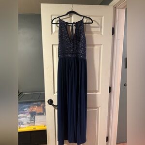 Elegant Navy Lace Gown